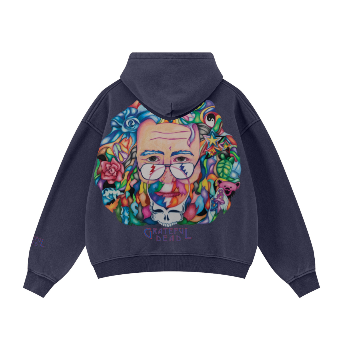 400GSM Unisex Vintage-Wash Boxy-Fit Zip-Up Hoodie Vintage Royal Blue