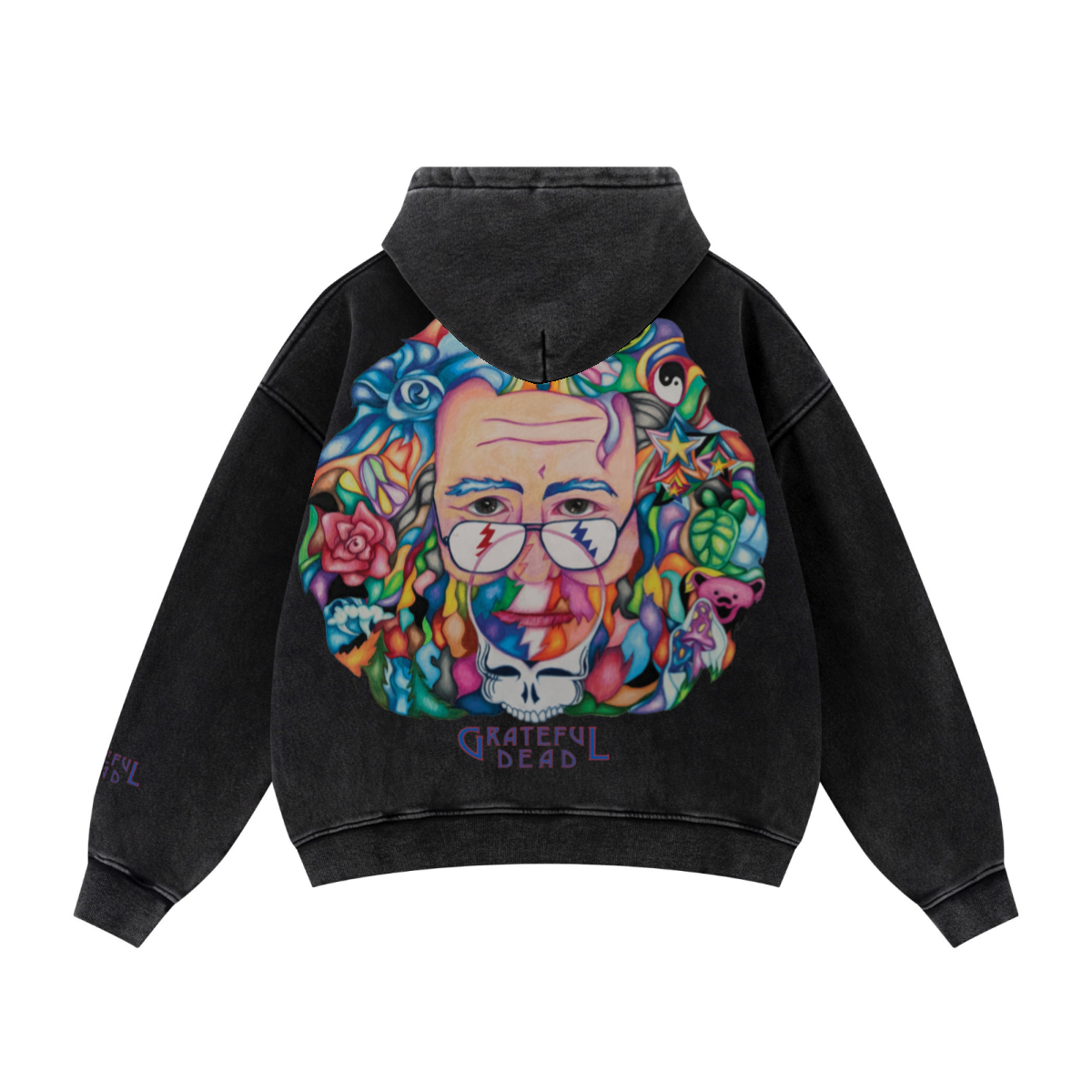 400GSM Unisex Vintage-Wash Boxy-Fit Zip-Up Hoodie Vintage Black