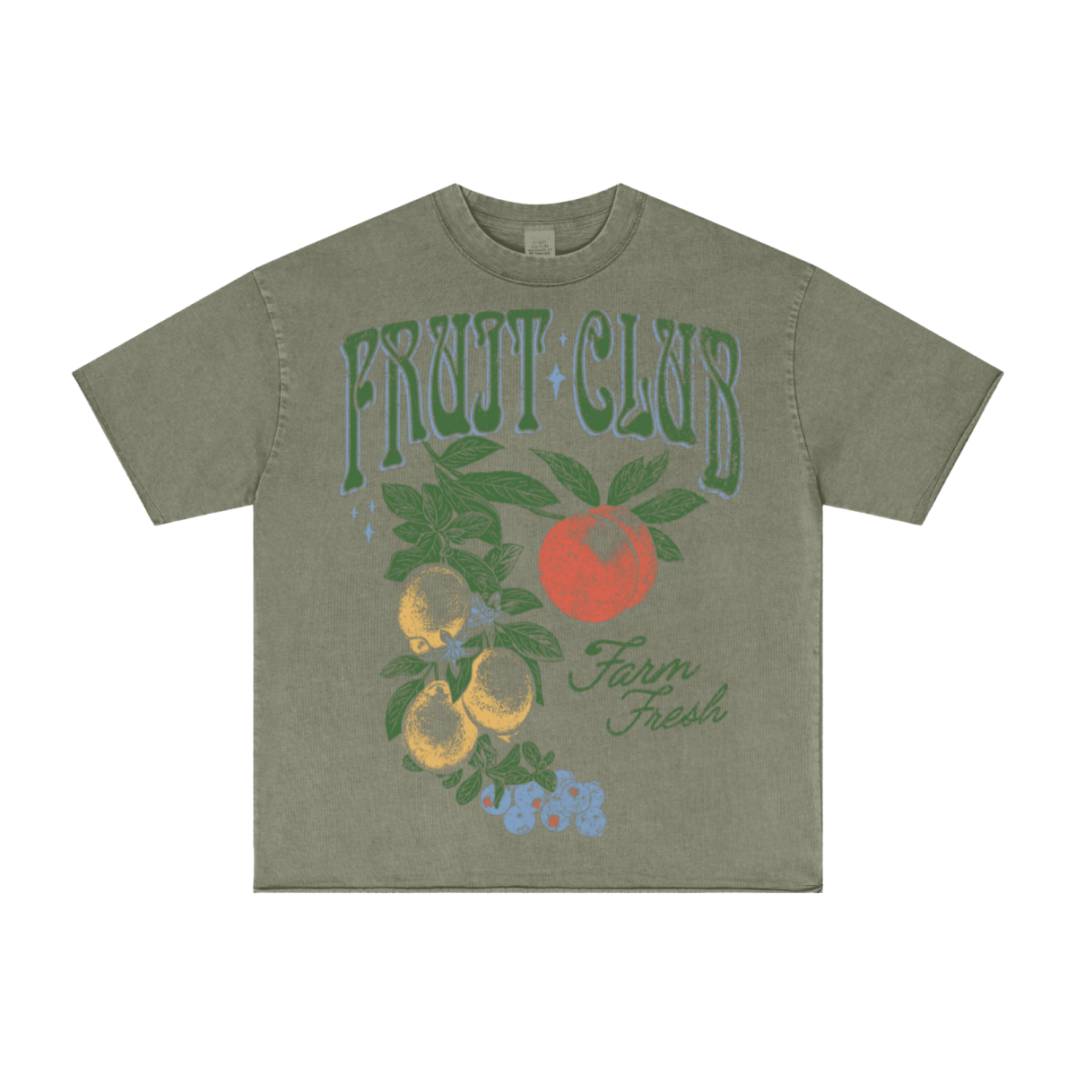 275GSM Unisex Raw-Edge Pigment-Wash T-shirt Grey Green