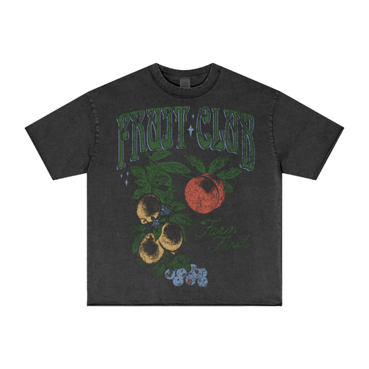 275GSM Unisex Raw-Edge Pigment-Wash T-shirt Dark Grey