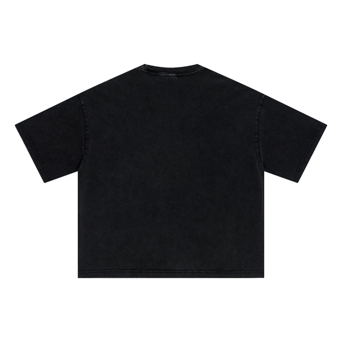 285GSM Unisex Boxy-Fit Distressed Fried-Color Snow-Wash Loose T-shirt Vintage Black