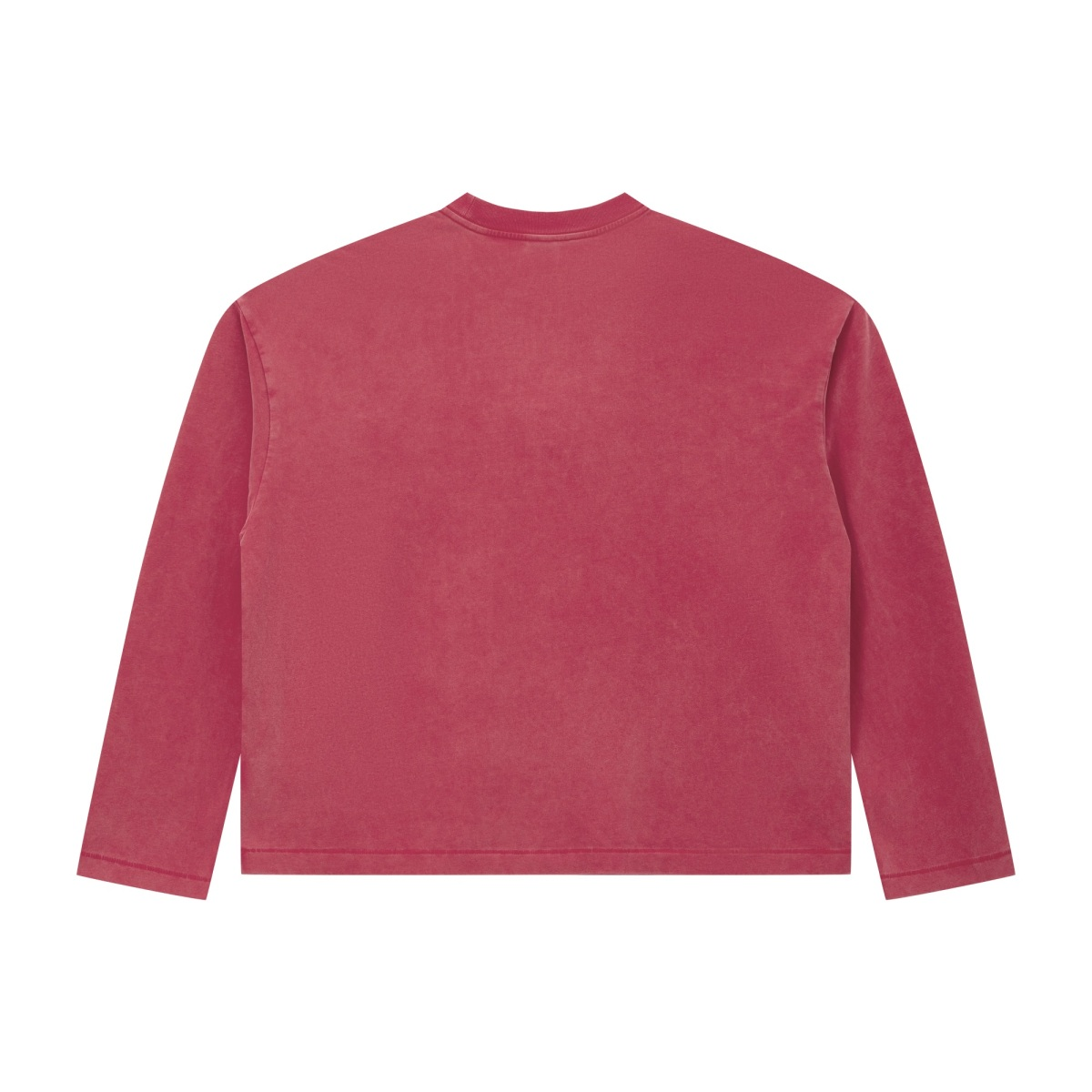 275GSM Men's Vintage Snow-Wash Boxy Long-Sleeve T-Shirt Red