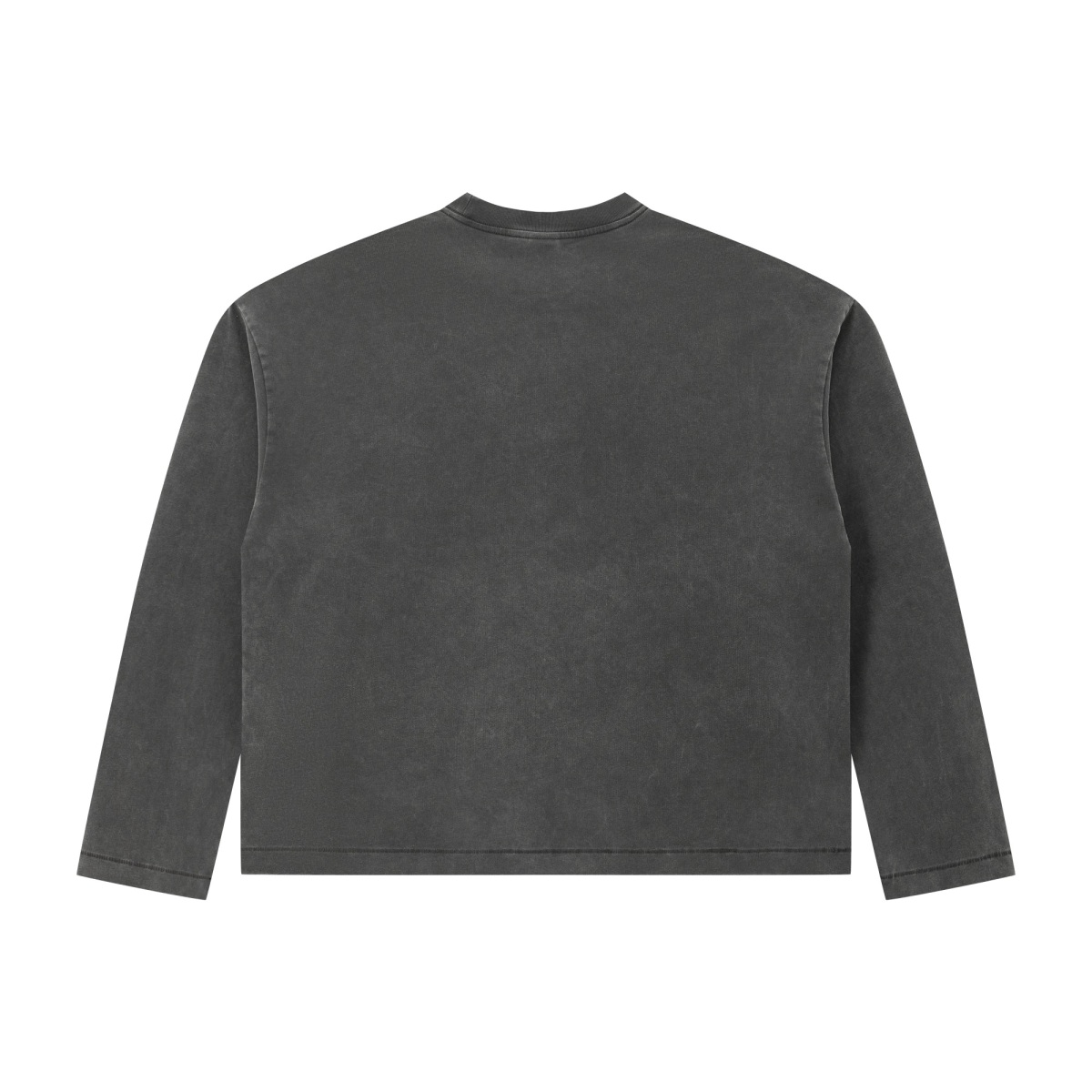 275GSM Men's Vintage Snow-Wash Boxy Long-Sleeve T-Shirt Charcoal Gray