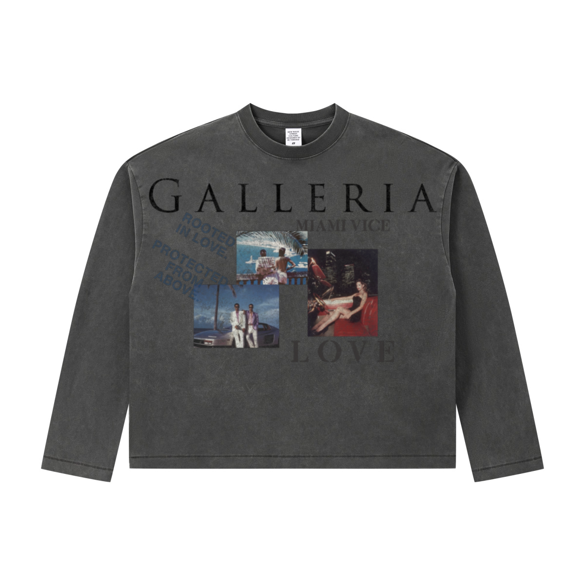 275GSM Men's Vintage Snow-Wash Boxy Long-Sleeve T-Shirt Charcoal Gray